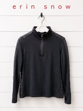 ERIN SNOW Black Technical Polar Fleece Half-Zip Top Size M/L